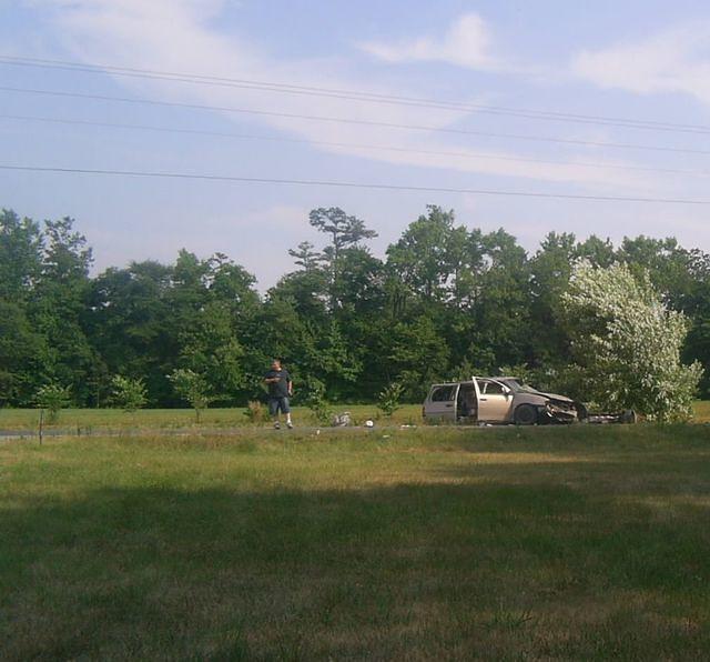 A Wrecked Van that hit a tree