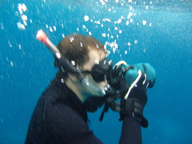 underwater snorkler taking a picture