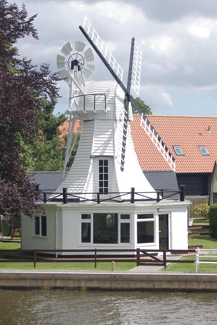 House in the style of a windmill. Norfolk Broads, UK.