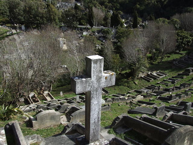 Cross with Graves, Karori Cemetery, Wellington, New Zealand