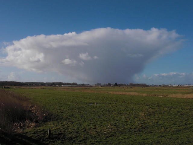 Anvil cloud, cumulonimbus incus, probably producing hail