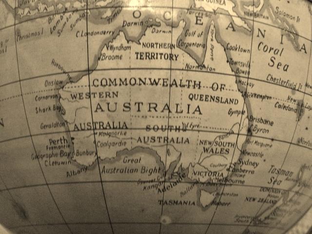Australia on vintage globe
