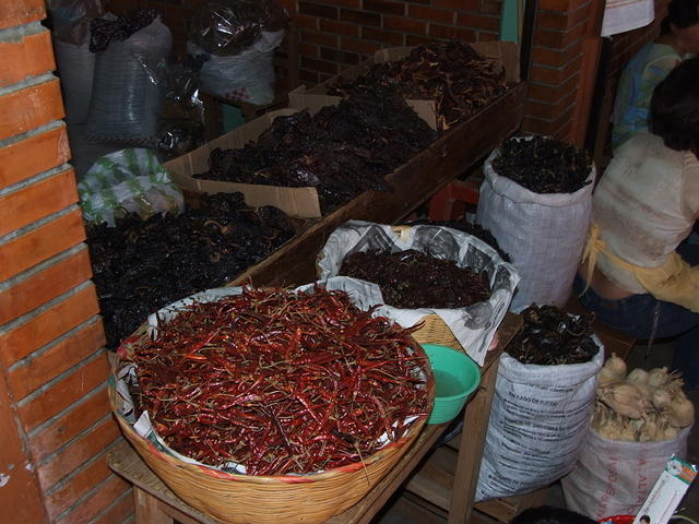 Dried chillies in the market
