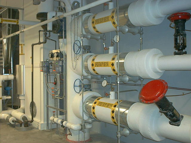 HVAC piping in a building.