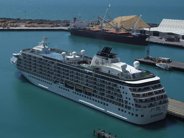 Cruise Ship "The World" in the Port of Napier, New Zealand