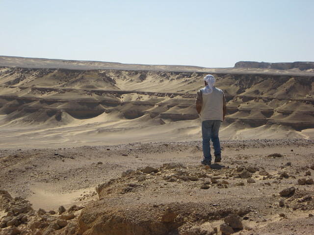 Person Looking over dry valley