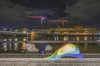 Lyon, lightpainting sur les quais du Rhône