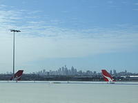 Sydney cityscape from the airport