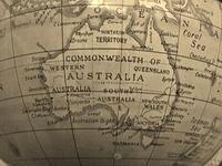 Australia on vintage globe