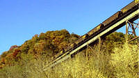 Empty Coal Cars Going Over Trestle