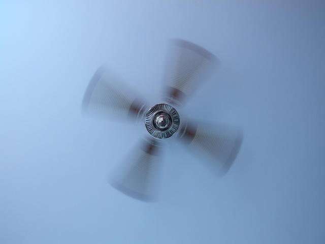 ceiling fan moving quicker, bluring