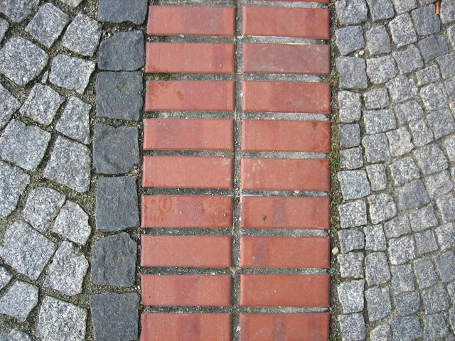 Paving stone and red bricks