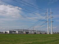 High-voltage substation 380kV and Wintrack power pylons, Bleiswijk, Netherlands