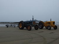 Tractors on Waimarama beach, Hawkes Bay, New Zealand